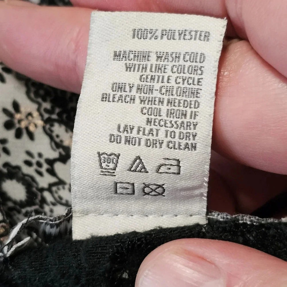 American Rag M Black White Paisley Lace Chiffon Peasant Top Whimsigoth Boho - Picture 5 of 7